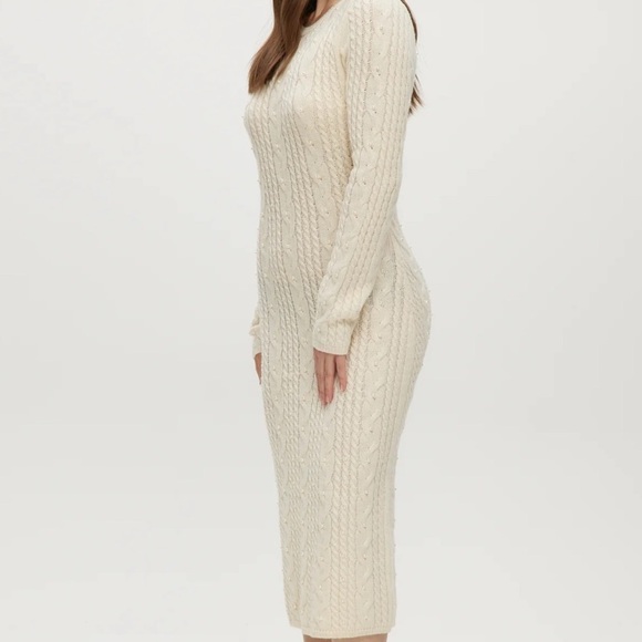 House of Harlow‎ 1960 Cream Long Sleeve sweater Dress wool blend size L - Picture 2 of 13